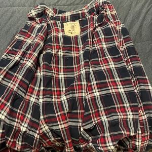 Red and blue flannel.